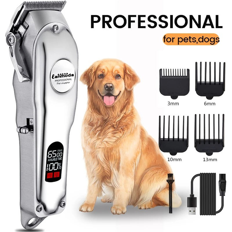 Professional Dog Hair Clipper All Metal Rechargeable Pet Trimmer Cat Shaver