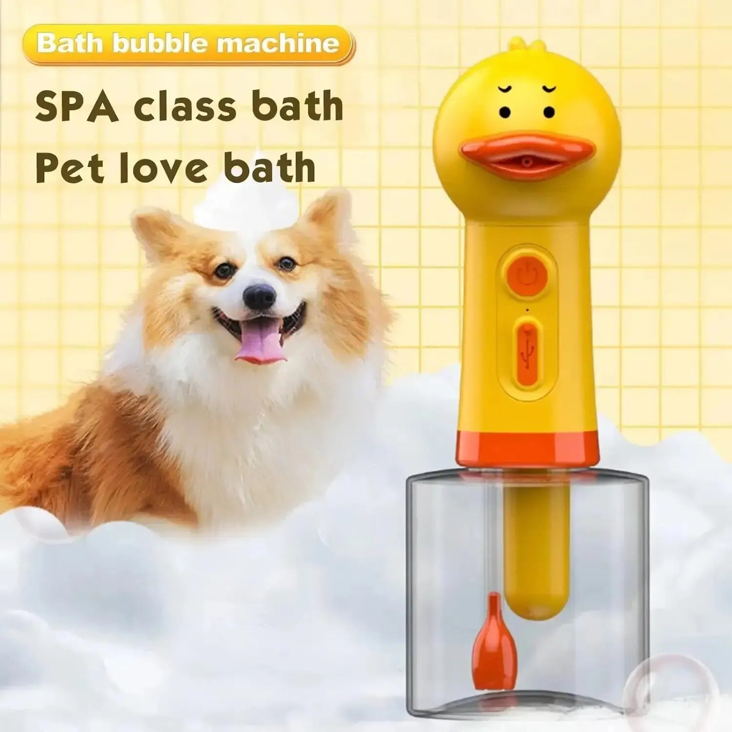 Yellow Duck Pet Cleaning Bathing Electric Foam Machine