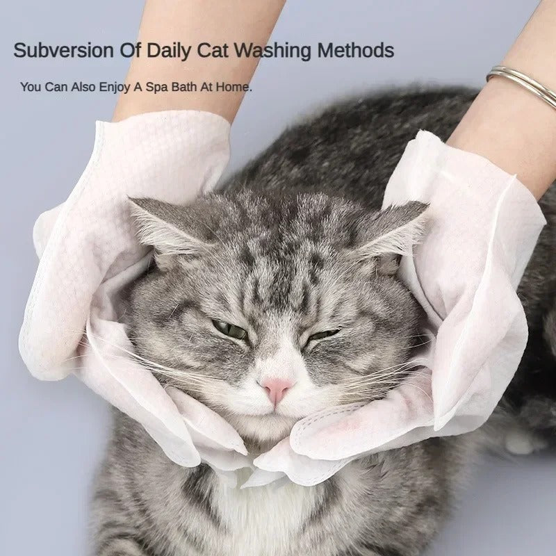 6pcs Cat Dog Wipes Pet Disposable Gloves Grooming Pet Cat Dog Ear Eye Cleaning Deodorizing Gloves Wipes