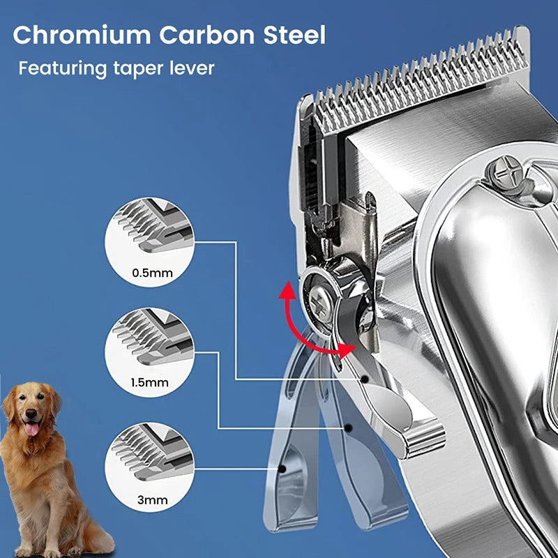 Professional Dog Hair Clipper All Metal Rechargeable Pet Trimmer Cat Shaver