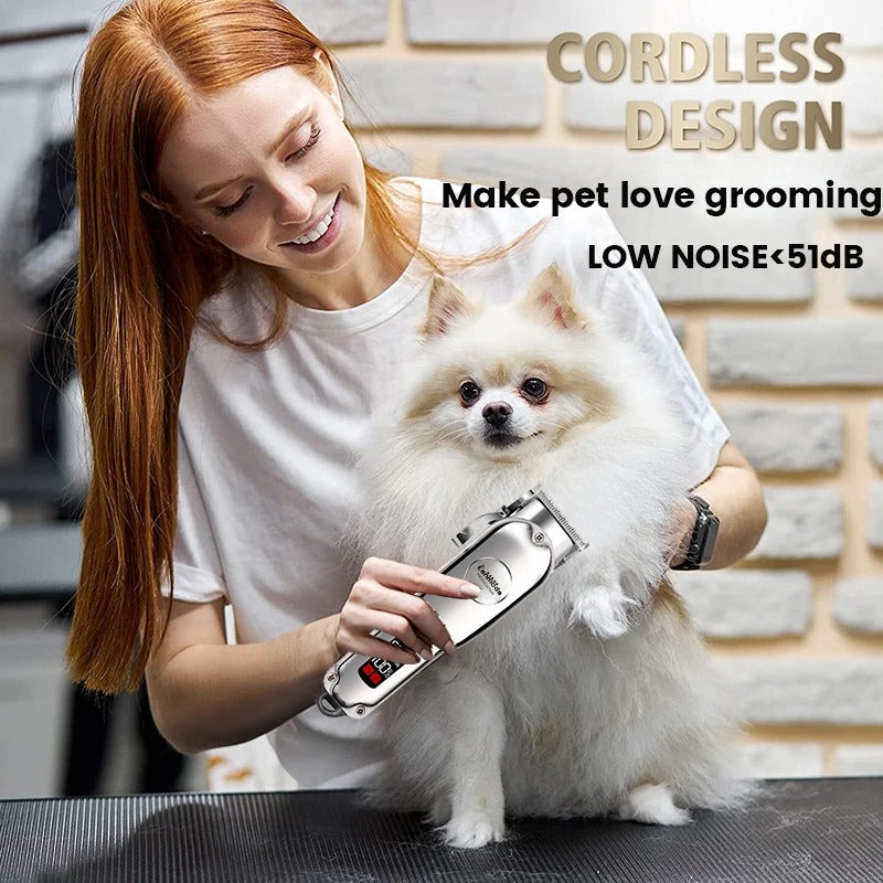 Professional Dog Hair Clipper All Metal Rechargeable Pet Trimmer Cat Shaver